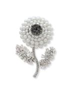 Anne Klein Silvertone & Simulated Pearl Flower Brooch