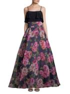 Eliza J Ruffled Floral Ball Gown