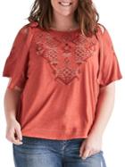 Lucky Brand Plus Embroidered Tee
