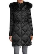 1 Madison Faux Fur-trimmed Long-sleeve Puffer Coat
