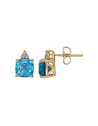 Lord & Taylor Topaz And 14k Yellow Gold Stud Earring
