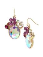 Betsey Johnson Floral Stone Cluster Drop Earrings