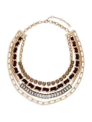 Black Diamond Goldtone 4-row Multi-chain Frontal Necklace