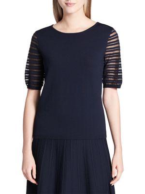 Calvin Klein Mesh-stripe Sleeve Sweater