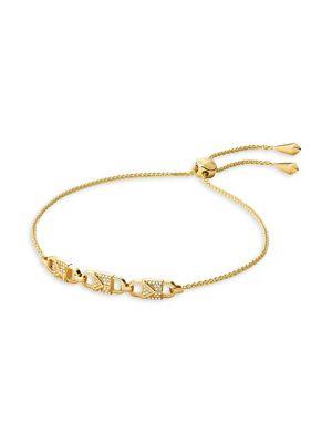 Michael Kors Mercer 14k Gold-plated Sterling Silver And Cubic Zirconia Padlock Slider Bracelet