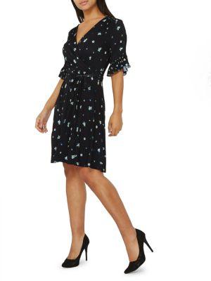 Dorothy Perkins Ruffle-sleeve Floral Wrap Dress