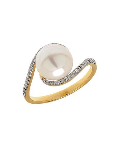 Lord & Taylor 9mm Pearl, Diamond And 14k Yellow Gold Ring