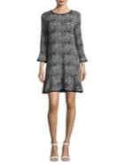 Michael Michael Kors Leopard-print Flounce Bell-sleeve Shift Dress