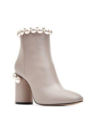 Katy Perry Opearl Leather Embellished Booties