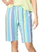 Hue Stripe Shuffle Cotton Bermuda Shorts