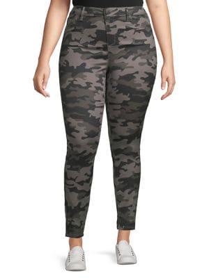Design Lab Plus Camo-print High-rise Skinny Jeans