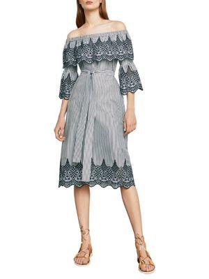 Bcbgmaxazria Embroidered Off-the-shoulder Dress