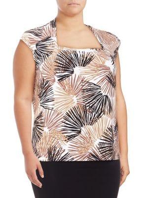 Nipon Boutique Plus Sleeveless Palm-print Cami