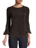 Michael Michael Kors Petite Metallic Dotted Bell Sleeve Top