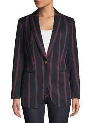 Anne Klein Striped Peak Lapel Blazer
