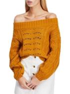 Miss Selfridge Cable-knit Off-the-shoulder Sweater