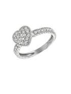 Morris & David 0.5 Tcw Diamond And 14k White Gold Heart Ring