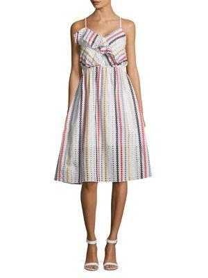 Shoshanna Optic Multicolored Cotton Midi Dress