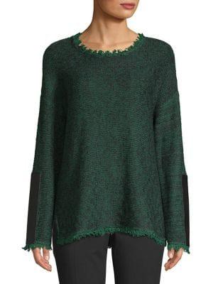 Dkny Fringe Trimmed Crewneck Top