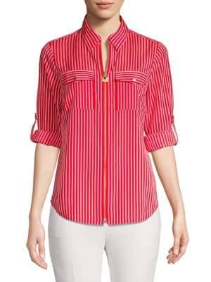 Michael Michael Kors Striped Full-zip Top