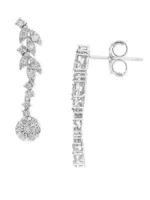 Effy 14k White Gold & Diamond Linear Drop Earrings