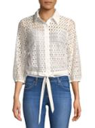 Plenty By Tracy Reese Open-lace Tie-hem Blouse