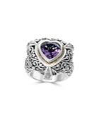 Effy 18k Gold, Sterling Silver, Diamond And Amethyst Heart Ring