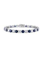 Sonatina 14k White Gold, Blue Sapphire & White Sapphire Tennis Bracelet