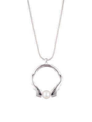 Carolee Michelle White Faux Pearl Long Pendant Necklace