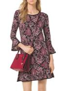 Michael Michael Kors Paisley-print Bell-sleeve Dress