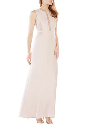 Bcbgmaxazria Ashlee Lace Paneled Satin Sleeveless A-line Gown