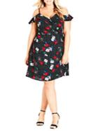 City Chic Plus Floral Spotted Dress