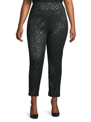 Lord & Taylor Plus Floral-print Seam Pants