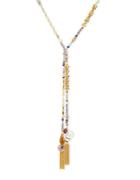 Lonna & Lilly Cubic Zirconia And Glass Beaded Lariat Necklace