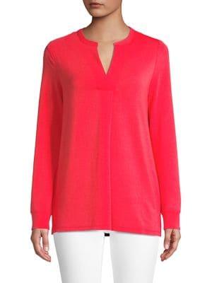 Jones New York Split-neck Long-sleeve Top