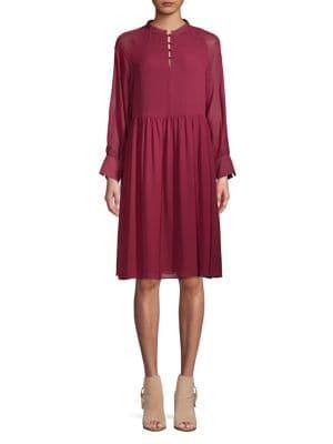 Max Mara Studio Silk Long Sleeve A-line Dress