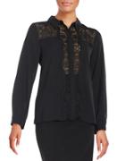 Vince Camuto Lace-accented Button-front Blouse