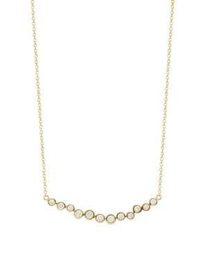Lord & Taylor 14k Yellow Gold And Diamond Bar Necklace