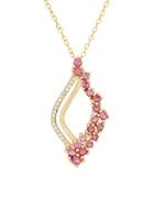 Lord & Taylor Pink Tourmaline And Diamond 14k Yellow Gold Pendant Necklace