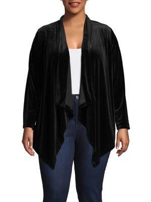 Calvin Klein Plus Velvet Flyaway Cardigan