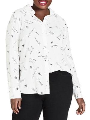City Chic Plus Phrases Button-down Shirt