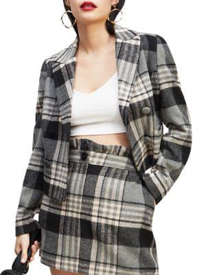 Miss Selfridge Multicolor Brushed Check Blazer