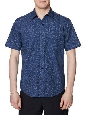 Hickey Freeman Printed Short-sleeve Button Down Shirt