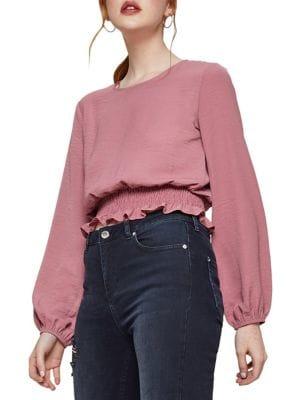 Miss Selfridge Cropped Blouson Sleeve Top