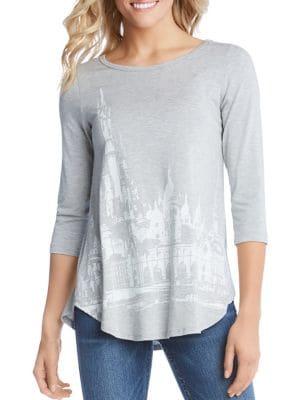 Karen Kane European-print Three-quarter Sleeve Tee