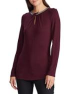 Lauren Ralph Lauren Sequin-trim Stretch Jersey Top