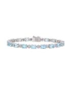 Sonatina Sterling Silver, Diamond & Blue Topaz Tennis Bracelet