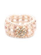 Carolee Petals And Pearls Freshwater Pearl And Simulated Faux Pearl Stretchable Bracelet