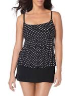 Longitude Dot To Dot Ruffle Faux Skirtini Swimdress