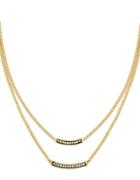 Cole Haan Crystal And 12k Yellow Gold Double Pave Bar Necklace